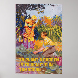 Garden To Believe In Tomorrow Colourful Vintage Ar Poster