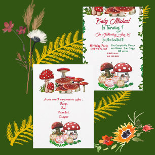 Garden Toadstool Fall Pumpkin Baby's 1st Birthday 