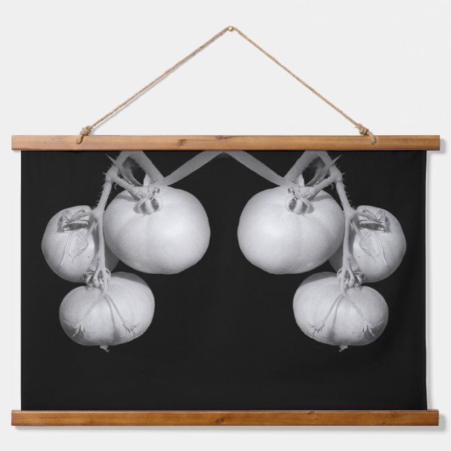 Garden Tomatoes In Black And White  Hanging Tapestry (Front)