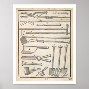 Garden tools, from 'The Dutch Gardener' by Johann Poster