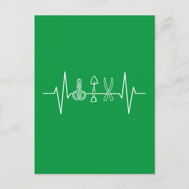 Garden Tools Heartbeat Gardener Postcard (Front)
