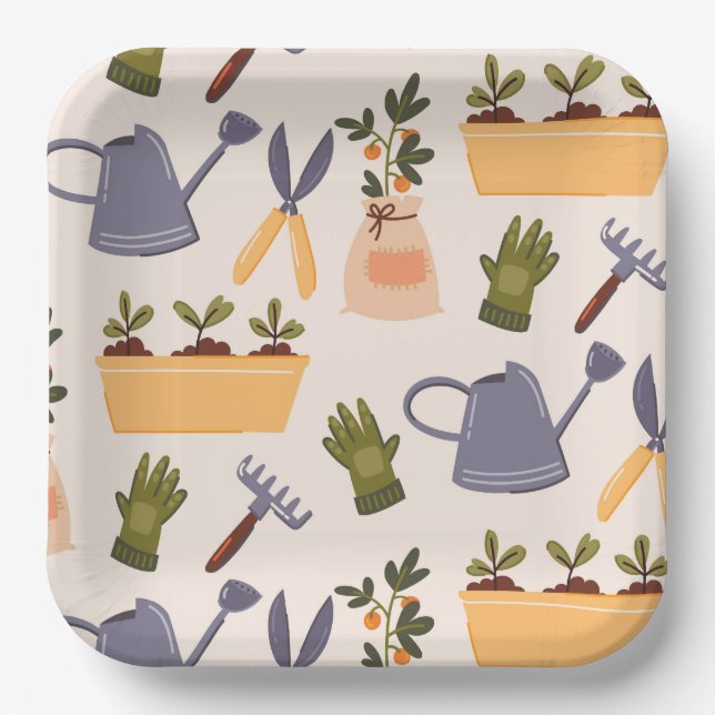 Garden Tools  Paper Plate (Front)