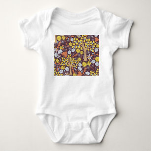 Garden trees, floral, apple pattern baby bodysuit