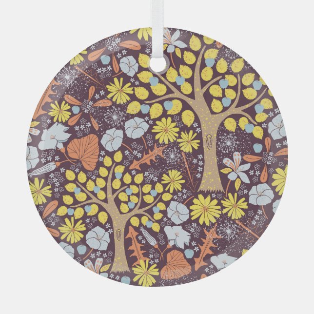 Garden trees, floral, apple pattern glass tree decoration (Front)
