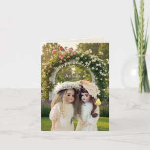 Garden Trellis Antique Dolls Greeting Card