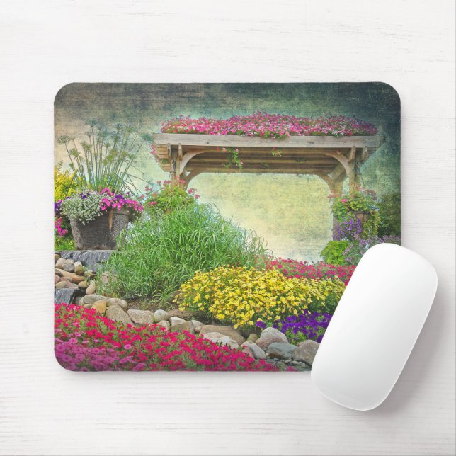 Garden Trellis Impressionism Mouse Mat (With Mouse)