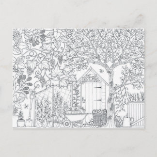 garden two sided adult colouring postcard gift