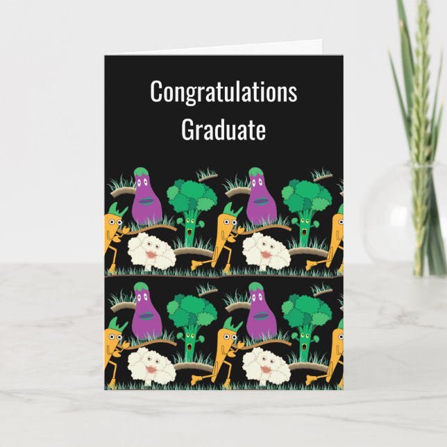 Garden Vegetable Pattern Graduation Card (Front)