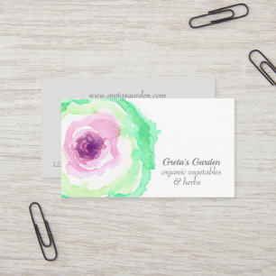 Garden Vegetables Cabbage Herbs Watercolor Business Card