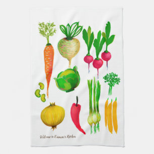 Garden Vegetables Customisable Kitchen Towel