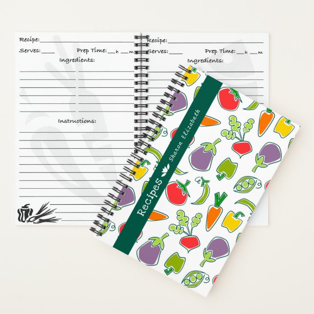 Garden Veggies Personalised Recipe Notebook (Inside)