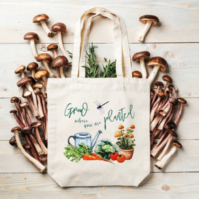 Garden Veggies Saying Watering Can Tote Bag (Creator Uploaded)