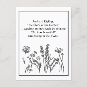 Garden Verse Rudyard Kipling Watercolor Flowers  C Postcard