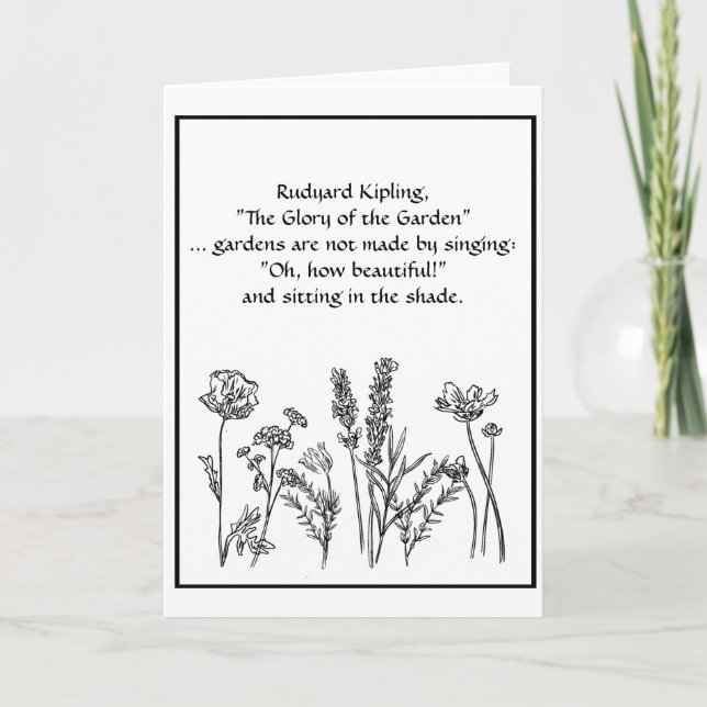 Garden Verse Rudyard Kipling Watercolor Flowers  Card (Front)