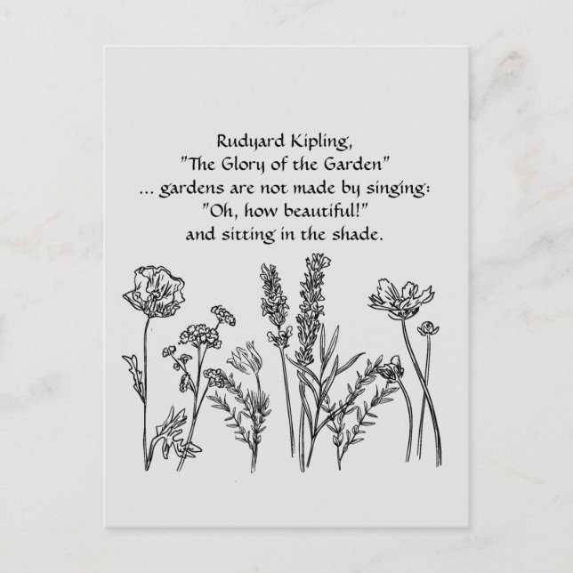 Garden Verse Rudyard Kipling Watercolor Flowers   Postcard (Front)