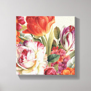 Garden View Tossed Flowers Canvas Print
