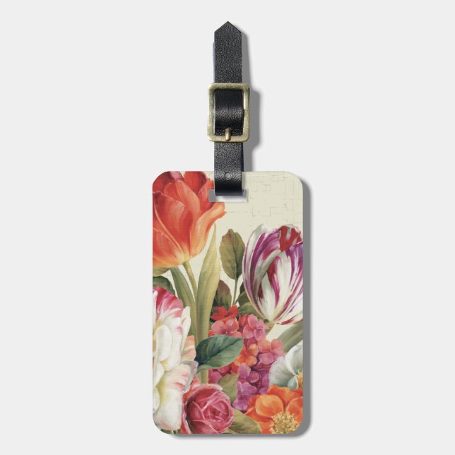 Garden View Tossed Flowers Luggage Tag (Front Vertical)