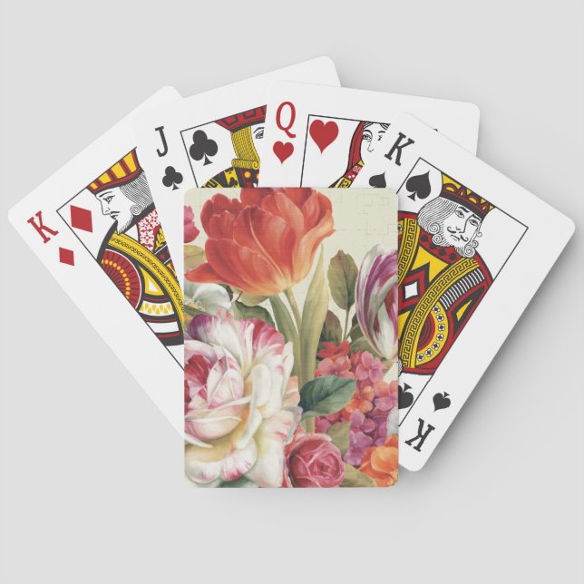 Garden View Tossed Flowers Playing Cards (Back)