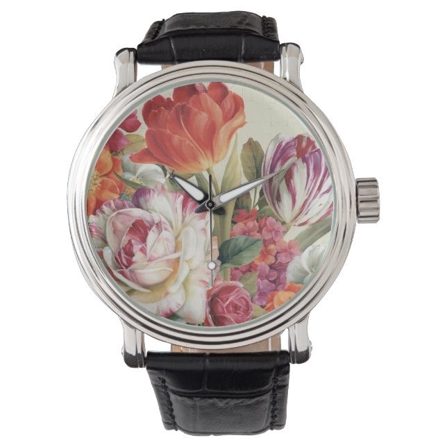 Garden View Tossed Flowers Watch (Front)