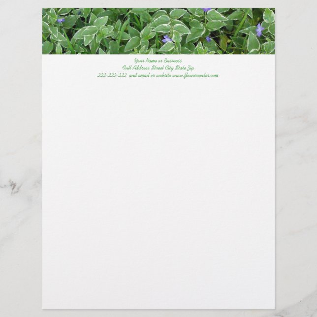 Garden Vinca Vine Custom Personal or Business Custom Letterhead (Front)