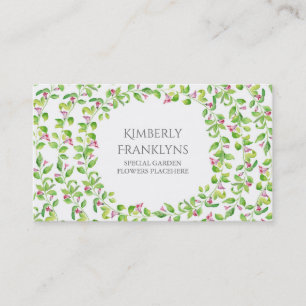 Garden Vine Blooms Watercolor Business Card