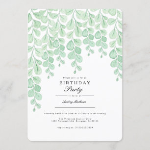 Garden Vine   Watercolor Birthday Party Invite