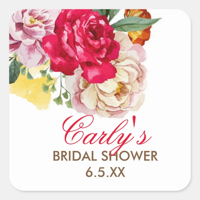 Garden Vintage Rose Favour Stickers (Front)