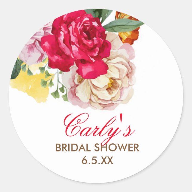 Garden Vintage Rose favour stickers (Front)