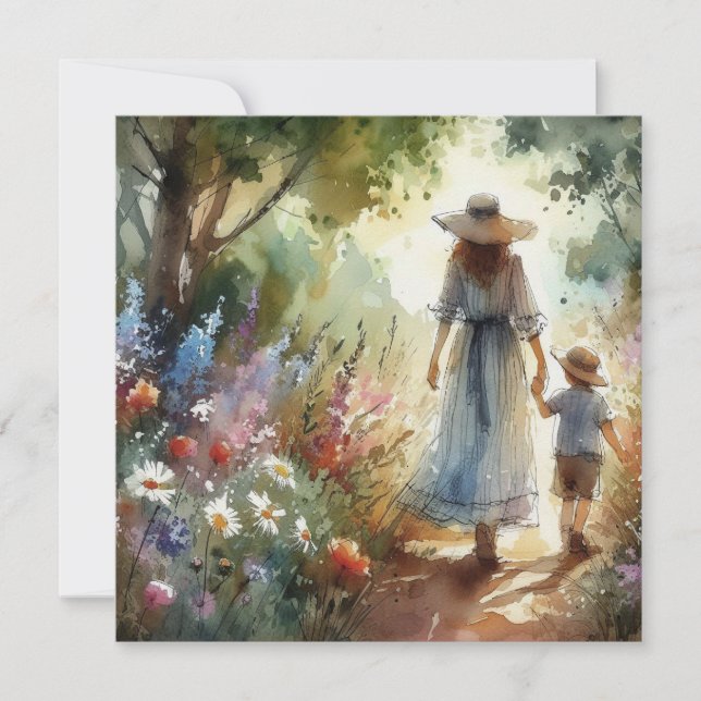 Garden Walk Mother’s Day Card Woman & Child (Front)