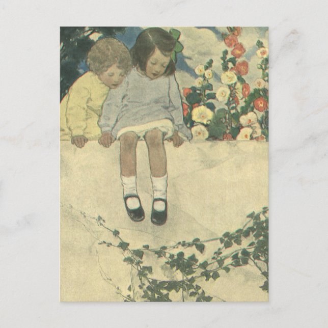 Garden Wall Jessie Willcox Smith, Vintage Children Postcard (Front)