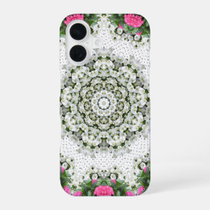 Garden Water Fountain Pink Flowers Mandala Design iPhone 16 Case