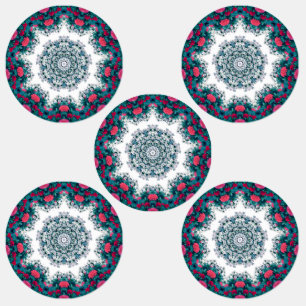 Garden Water Fountain Red Flowers Mandala Design