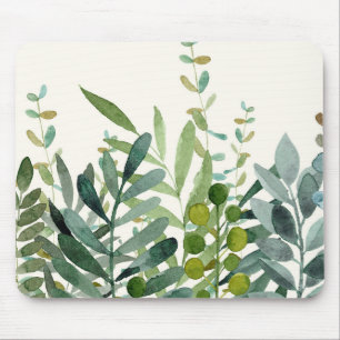 Garden-Watercolor Botanical Leaves   Mouse Mat