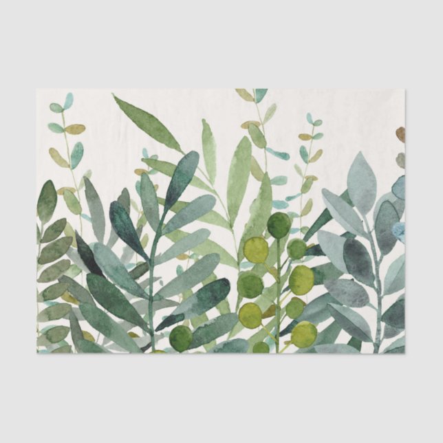 Garden-Watercolor Botanical Leaves  Tissue Paper (Front)