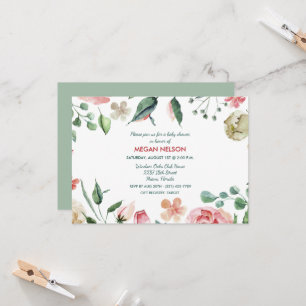 Garden Watercolor Floral Baby Shower Invitation
