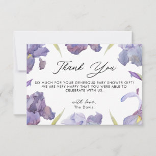 Garden Watercolor Iris Floral Spring Thank You Card