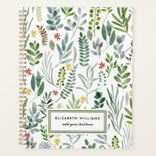Garden Watercolor Leaves Personalised Planner