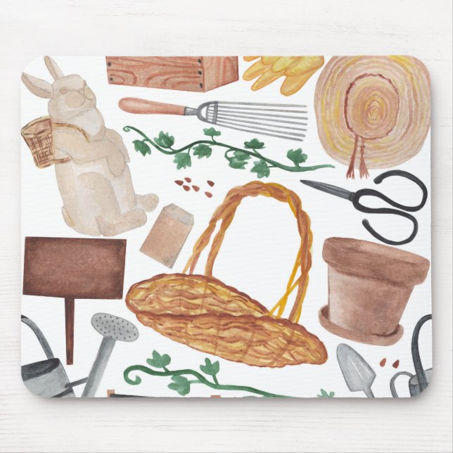 Garden watercolor print mouse mat (Front)