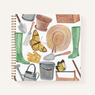 Garden watercolor set tools of pattern notebook