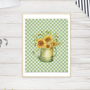 Garden Watering Can Sunflowers Poster