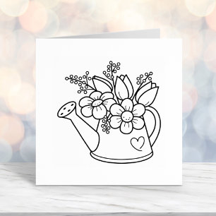 Garden Watering Can with Flowers Self-inking Stamp