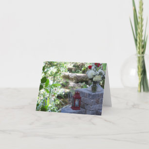 Garden wedding altar on a blank note card