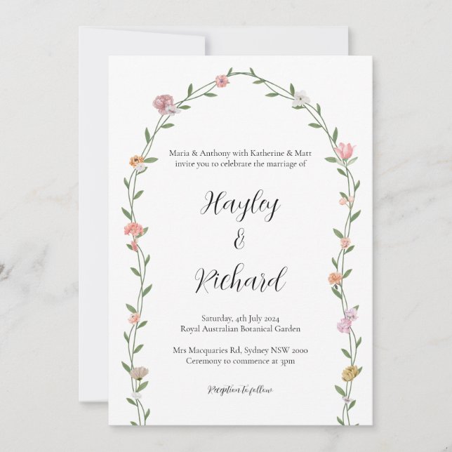 Garden Wedding Arch Floral Wedding Invitation (Front)