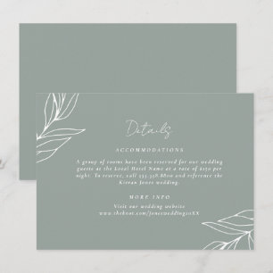 Garden Wedding Botanical Leaf Details Enclosure Card