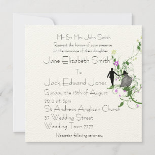 Garden Wedding Bride and Groom Custom Invitations