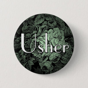 Garden Wedding Button: Usher 6 Cm Round Badge