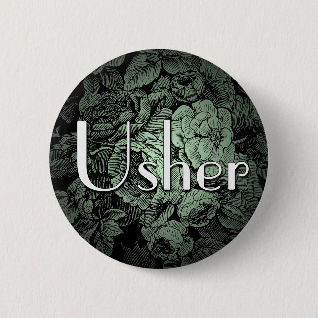 Garden Wedding Button: Usher 6 Cm Round Badge (Front)