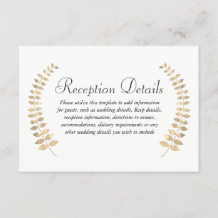 Garden Wedding Golden Leaf Wreath Reception Enclosure Card