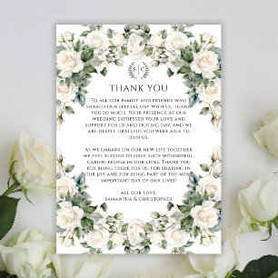 Garden Wedding Greenery and Roses Thank You Card