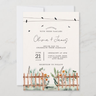 Garden Wedding Invitation Rustic Boho Invite